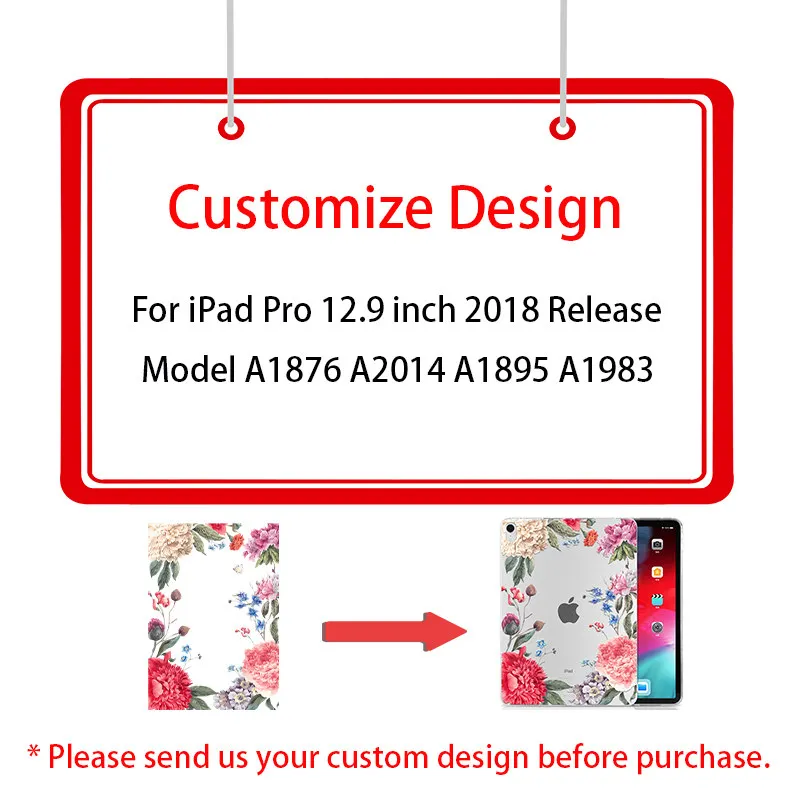 MTT Мягкий ТПУ чехол для iPad Pro 12,9 дюйма выпуск A1876 A2014 A1895 A003 цветочный принт задняя крышка защитный чехол для планшета - Цвет: Custom Design