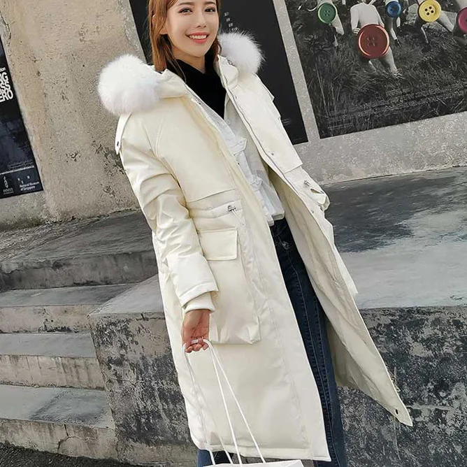 Winter New Style Hot Selling Slimming Thick down Jacket Women's Mid-length Large Fur Collar-Style Coat Long over-the-Knee W