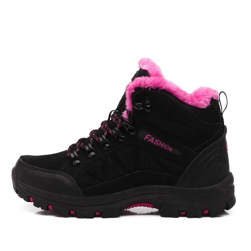 HUMTTO/зимние кроссовки для мужчин и женщин; водонепроницаемые походные ботинки; ботильоны; обувь для альпинизма и кемпинга; Мужская тактическая обувь; армейские ботинки - Цвет: black red