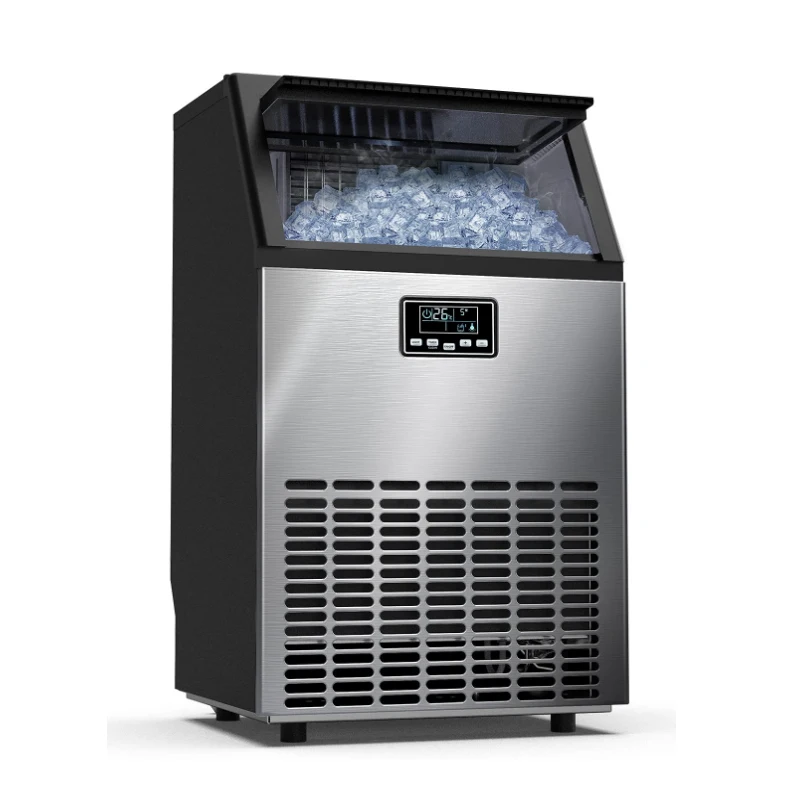 68KG מכונת קרח מסחרי 100lbs/24H קרח יצרנית מכונה, נירוסטה תחת דלפק קרח מכונה עם 33lbs קרח אחסון