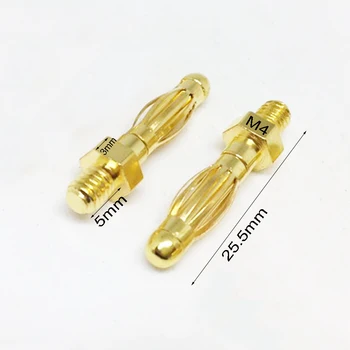 

50pcs Copper Thread 4mm Banana Plug for Panel Mount M4 Bolt Fitted Uninsulated Plugs Adaptor Connector Length 25.5mm