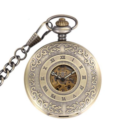 Ретро стимпанк светящиеся Механические карманные часы для мужчин и женщин ожерелье часы подарок брелок винтажные бронзовые светящиеся карманные часы