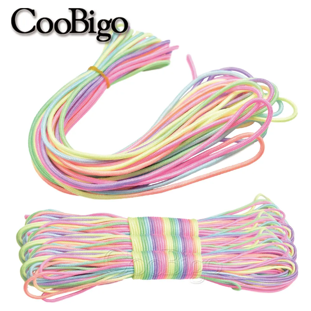 3mm Rainbow Parachute Cord Lanyard Braided Rope for Paracord Bracelet DIY Keychain Survival Wristband Outdoor Camping Tent Parts