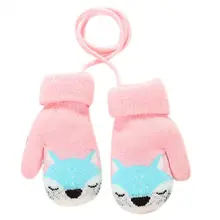 Милые зимние теплые варежки для мальчиков и девочек, детские шерстяные двойные вязаные перчатки с рисунком, K1MA