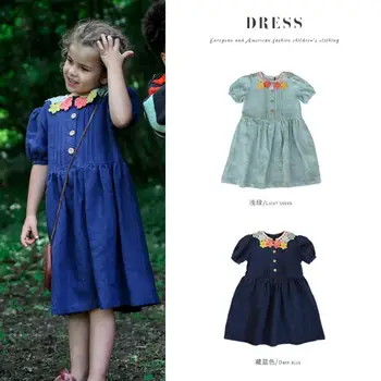 

Baby Girls Casual Dresses Lace Floral Kids Clothes Little Girls Custome short sleeve Christmas dress for girls Vestidos L144