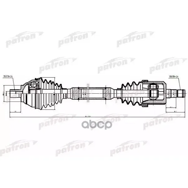 Полуось Передн Прав_volkswagen: Cc, Jetta, Passat, Rabbit 09-10 2.5 PATRON арт. PDS6877