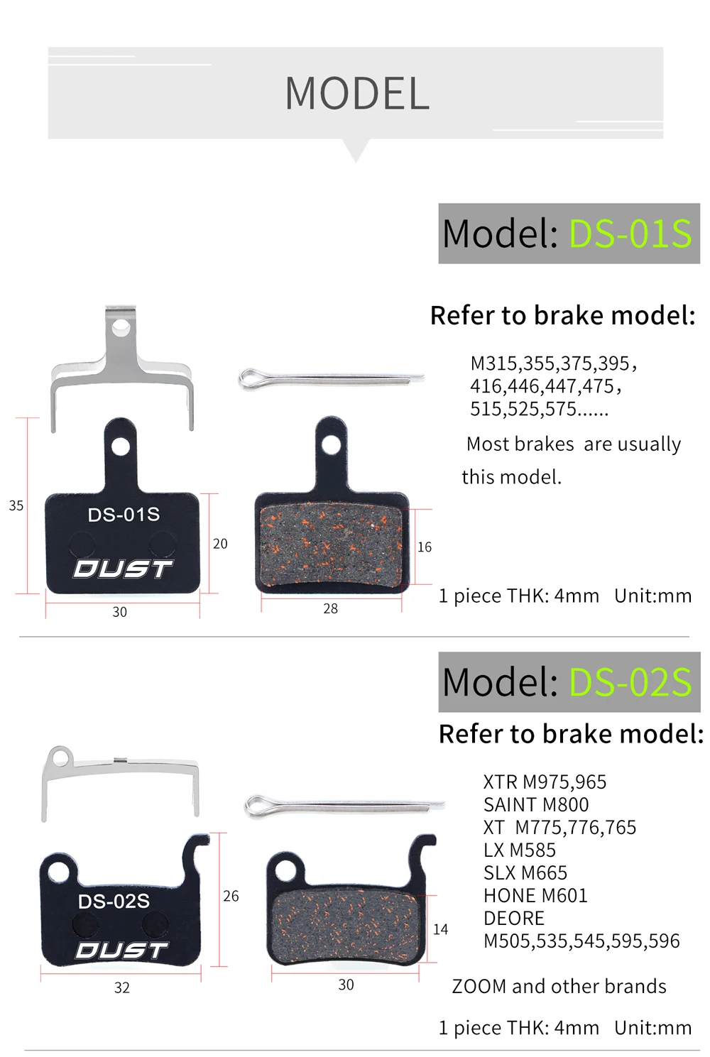 4 Pair(8pcs) MTB Bicycle Hydraulic Disc Brake Pads For SHIMANO SRAM AVID HAYES TEKTRO Magura Formula Cycling Bike Part