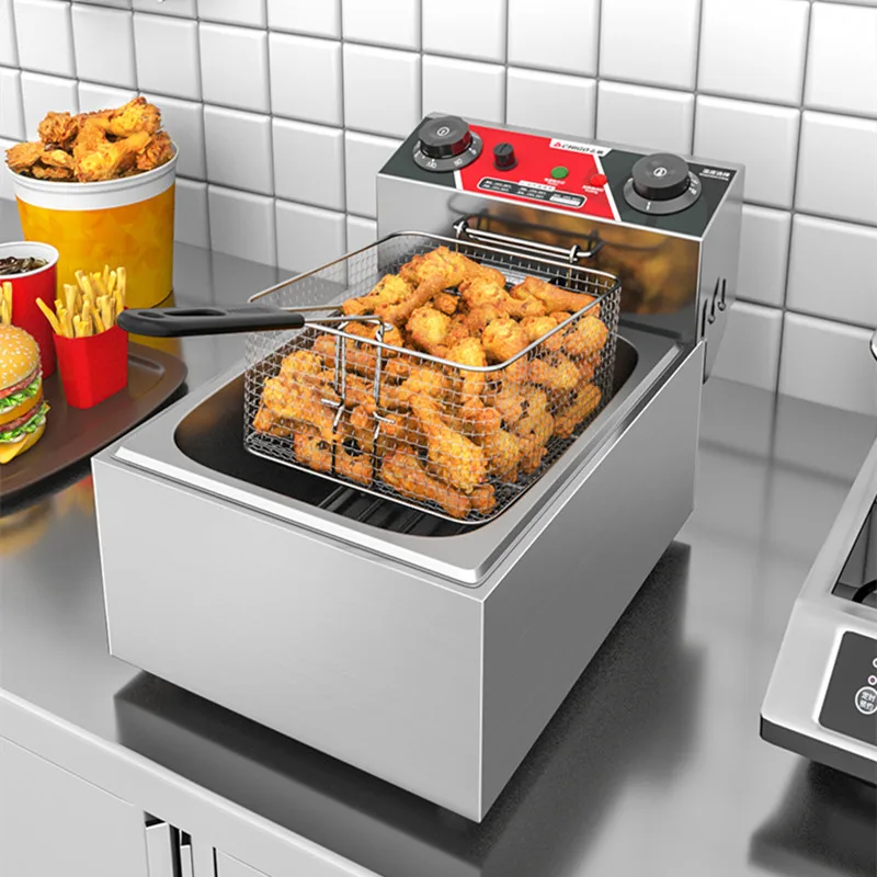 Electric Fryer Commercial Timing Snack Fryer Fryer Fryer Fried Fries Machine French Fries Machine Household Electric Fryer 220V xeoleo commercial timer electric fryer deep tank french fries stove large capacity fried dough fryer fried chicken snack fryer