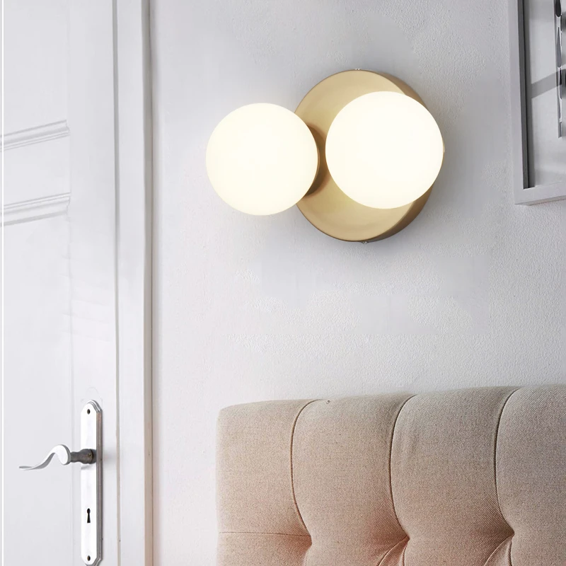 

Post Modern Line Wall Lamp Minimalism Nordic Glass Ball Led Wall Sconce Light Fixtures Bathroom Bedside Mirror Lights Loft Decor