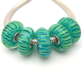 

JGWG1369 5X 100% Authenticity S925 Sterling Silver Beads Murano Glass beads Fit European Charms Bracelet diy jewelry Lampwork