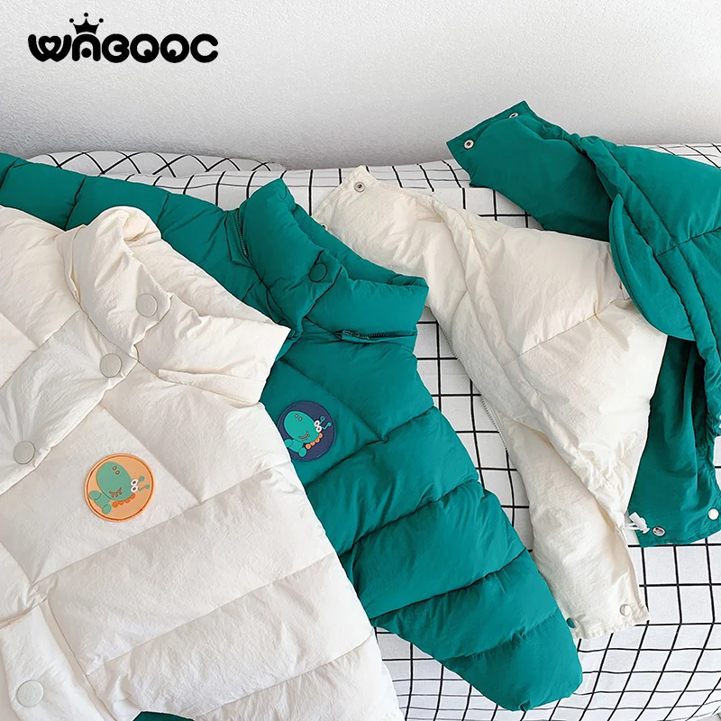WABOOC/ новая зимняя куртка теплая детская одежда с рисунком динозавра для мальчиков и девочек Съемная шляпа для девочек от 2 до 8 лет, пальто для малышей