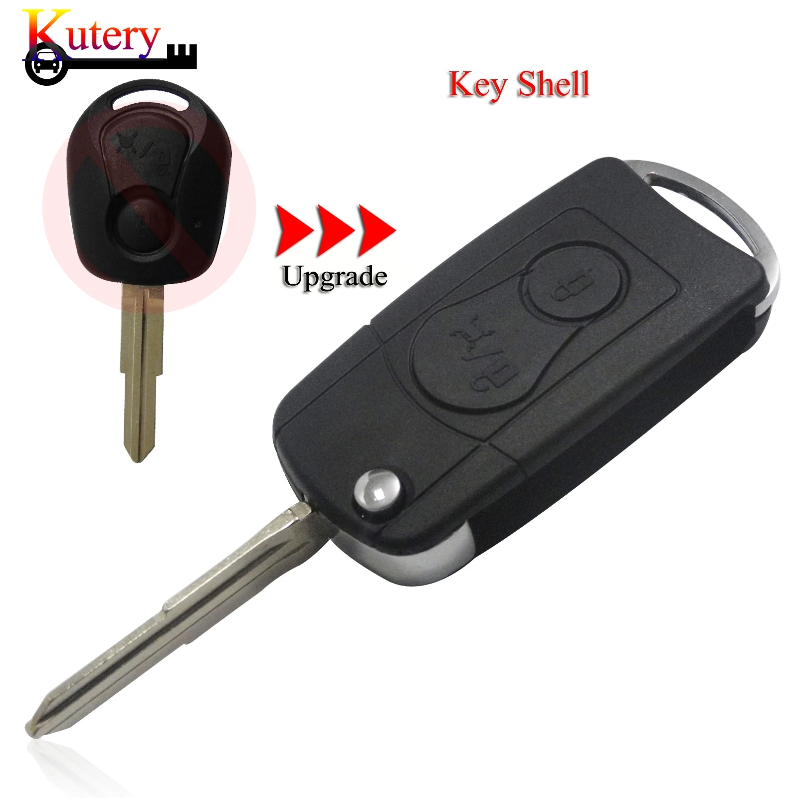 Kutery Upgrade Replacement Remote Car Key Shell For SSANG YONG KYRON ACTYON REXTON 2 Buttons With Uncut Blade Blank Fob Case | Автомобили