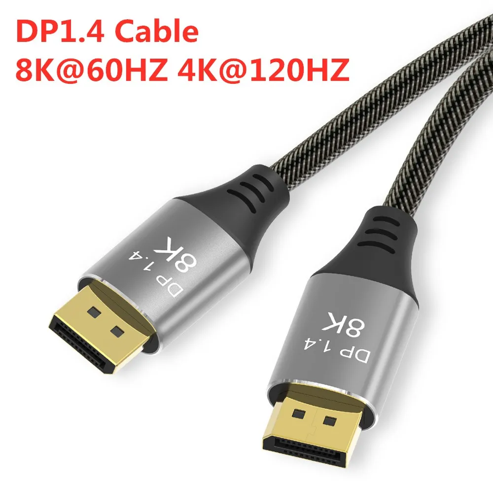 Кабель DisplayPort Ultra HD 8K 4K медный шнур DP 1 4 HBR3 @ 60Hz 144Hz 32 Гбит/с HDCP 3D тонкий и гибкий