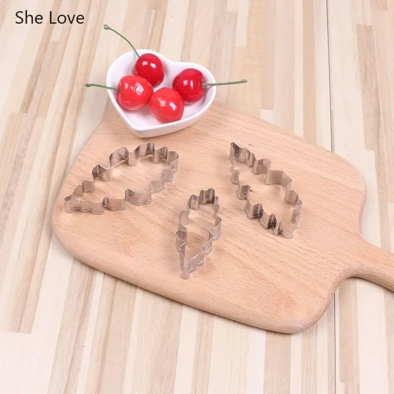 She Love, 3 шт./лот, нержавеющая сталь, в форме листа, формы из полимерной глины, резак, сделай сам, керамика, глина, керамические инструменты, товары для творчества