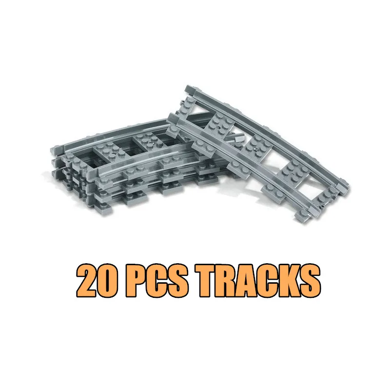 Curved-Track-20pcs Радиоуправляемый моторный двигатель с функцией питания, с принтом неба, поезд, модель, строительные блоки, кирпичи, игрушки для мальчиков, подарок на день рождения - Цвет: Curved-Track-20pcs