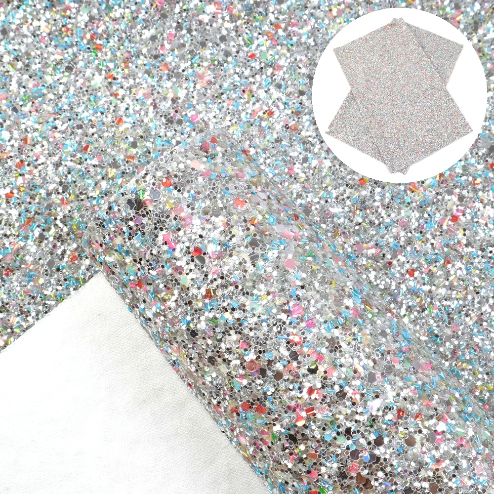 David accessories 20*34cm Chunky Glitter Sequins Synthetic Leather Fabrics for Patchwork for Bow DIY Handmade Materials,1Yc8248 - Цвет: 1095402009