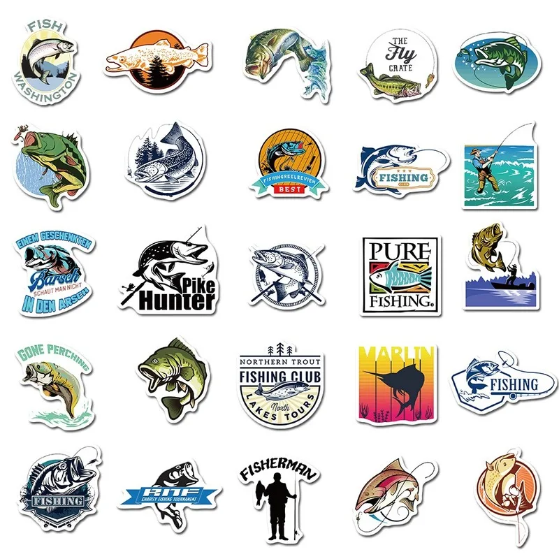 10/50pcs Funny Fisherman Go Fishing Stickers for Laptop Suitcase Freezer  Vinyl Car-styling DIY Decoration Decals Car Sticker - AliExpress