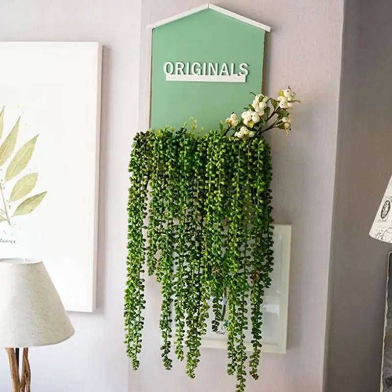 72CM Home Decor Fake Artificial Soft Plastic Plant String Green Simulation Succulents Wall Hanging
