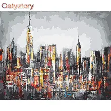 

GATYZTORY 60x75cm Frame DIY Painting By Numbers Handpainted City Landscape Oil Painting Canvas Colouring Wall Decor
