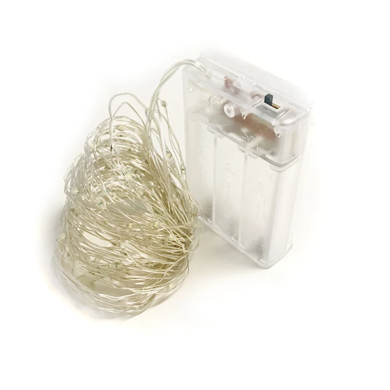 10 м 5 м 100 50 светодиодный 3XAA аккумулятор светодиодный гирлянды для рождественской гирлянды вечерние свадебные украшения Рождественская елка мигалка сказочные огни - Испускаемый цвет: Silver wire