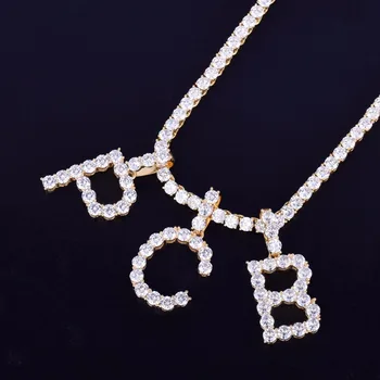 

Neo-Gothic 5mm Zircon Big Letter Pendant 26 Letter Necklace Free Combination BlingBling Letter