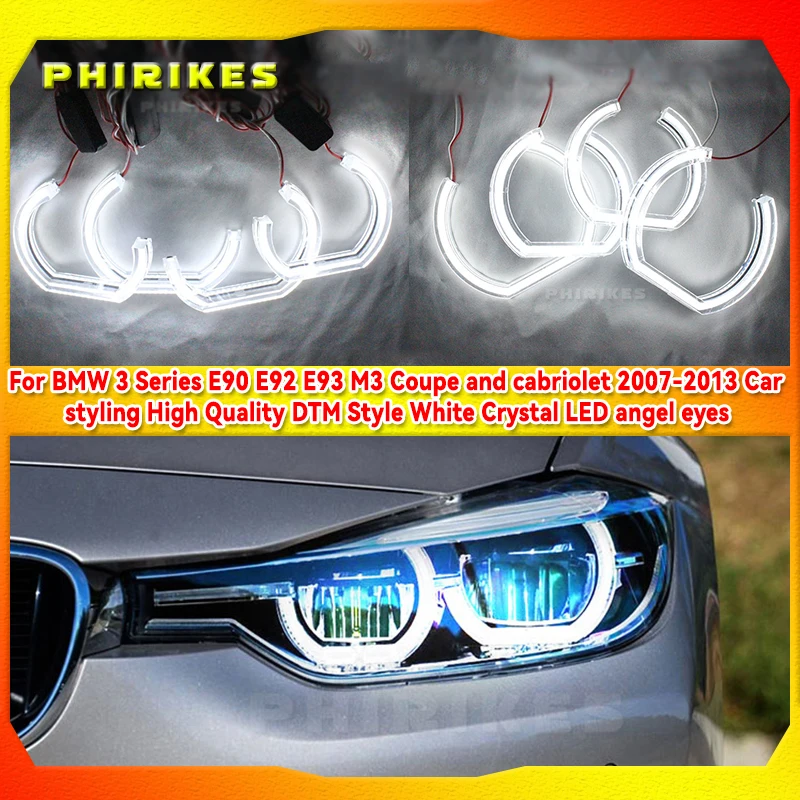 

For BMW 3 Series E90 E92 E93 M3 Coupe and cabriolet 2007-2013 Car styling High Quality DTM Style White Crystal LED angel eyes