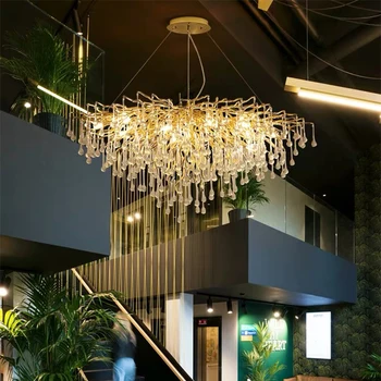 

Nordic Crystal Chandelier Lighting LOFT Villa LED Hanging Lamp Living Room Hotel Hall chandeliers lamp home Decor light fixtures