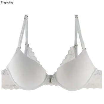 

Trufeeling Female Front Closure Bra For A B C Cup Women Bra Sexy Bralettes For Girls V-shaped Straps Breathable Lace Band Bras