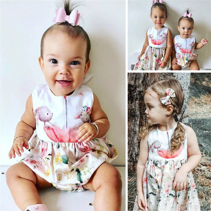 Summer Newborn Baby Girl Easter Clothes Cute Sister Matching Clothes