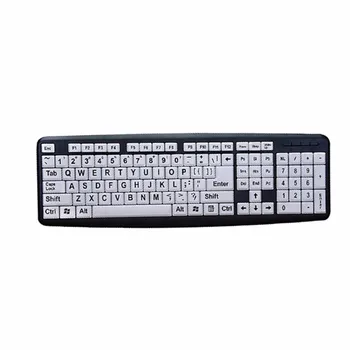 

Large Print USB Keyboard Black Letters White Keys For Low Vision Old Men HIGH CONTRAST KEYS For Windows Mac ABS 107 Keys USB