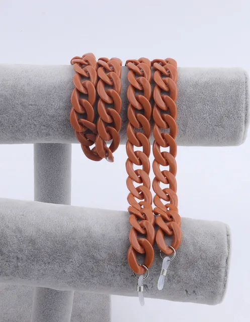 New Fashion Acrylic Glasses Chains Holder Cord Reading Sunglasses Chain Women Largands Eyeglasses Hanging Neck Chain Strap Rope reddish orange