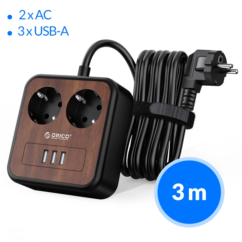 ORICO 18W Desktop Charge Power Strip 3m Extension Cable Electrica Socket  Charging Station For Phone Laptop