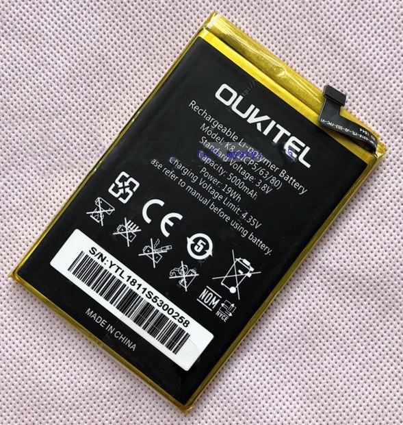 Оригинальный аккумулятор oukitel K8 5000 мА/ч 3 8 в для 18:9 полный дисплей 6 0 дюйма FHD
