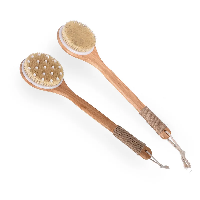 Amazon горячая Распродажа длинная ручка Кисть для тела moso bamboo Массажная щетка для ванны поросенок щетина щетка OEM поперечная граница One-Stop покупка