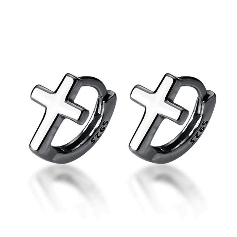 Trusta, настоящая мода, 925 пробы, серебро, милый крест, ухо, манжета, клипсы, серьги для женщин, девушек, Сережки для пирсинга, ювелирное изделие, DS2440 - Окраска металла: Black