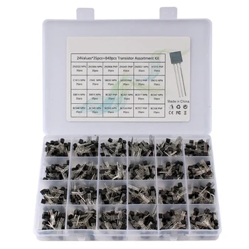 

840PCS TO-92 24Values Transistor Assortment Kit BC327 BC337 BC547 Transistor 2N2222 3904 3906