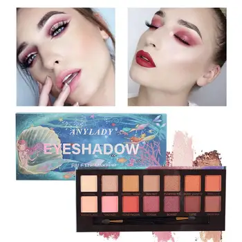 

14 Colors Eyeshadow Palette Long-lasting Waterproof Smudge-proof Glitter Matte Eye Shadow Pearlescent Accessorices Charming