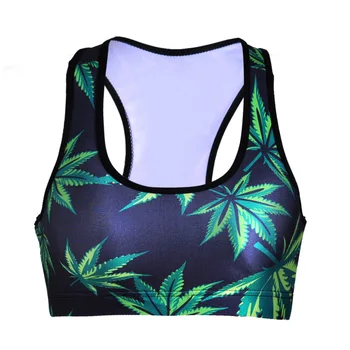 

Fashion hot sale of black bottom leaves without steel ring bra vest Gym Shirt Vest