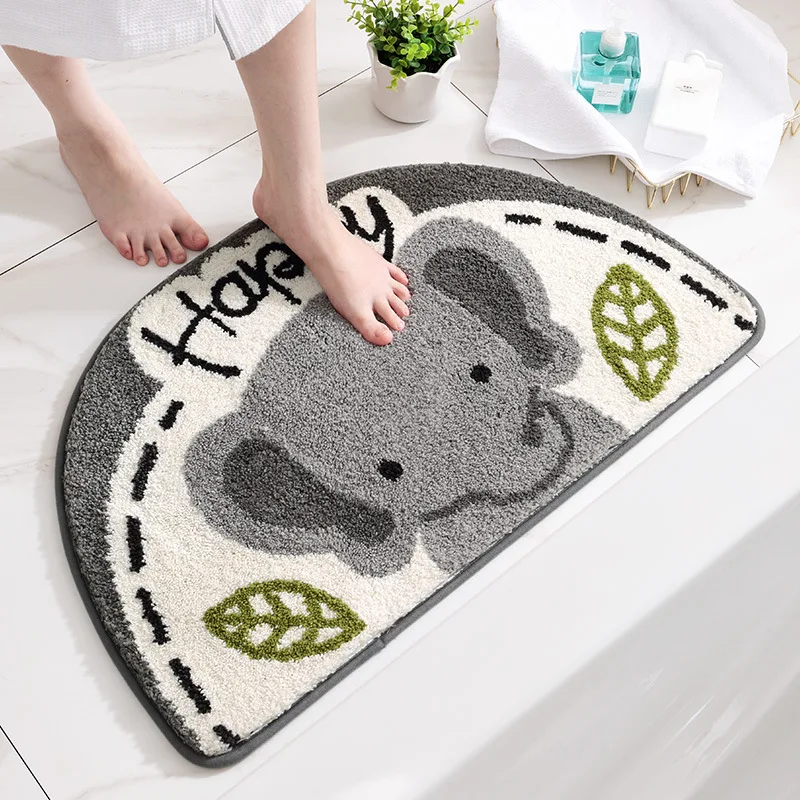 Cartoon Semicircle Flocking Home Door Mat Bathroom Absorbent Non-Slip Bedroom Carpet | Дом и сад