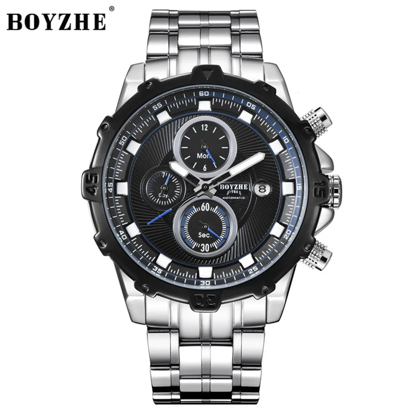 

Sport Skeleton Automatic Mechanical Watch Mens Watches Top Brand Luxury Designer Stainless Steel Waterproof Watch Men BOYZHE