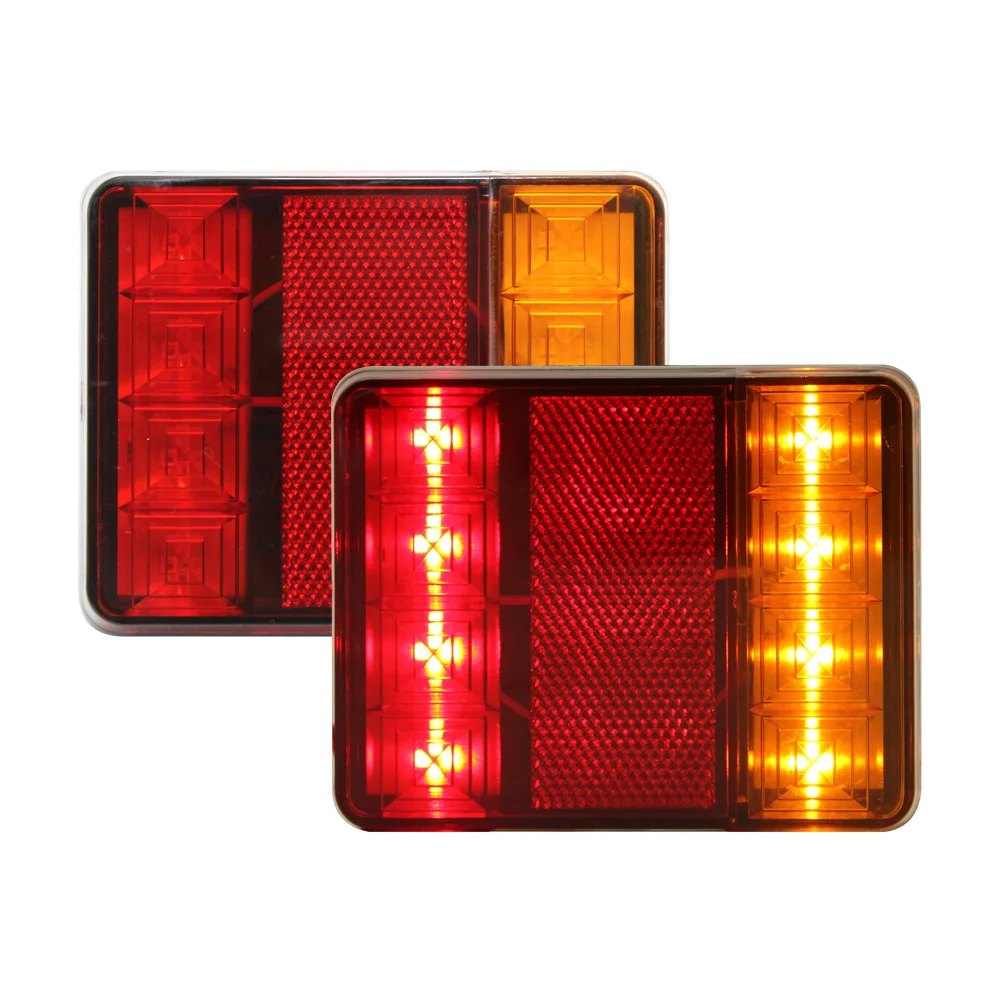 

2pcs For Trailer Lorry 2V Waterproof 8LEDs Brake Bulb Turning Light Car Truck LED Rear Multifunction combination Warning Lights