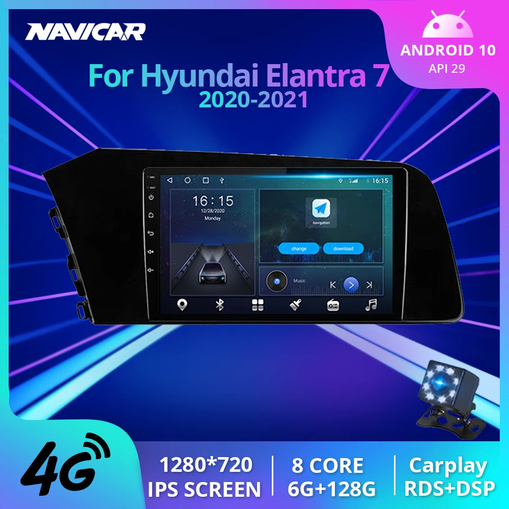 2 Din Car Radio For Hyundai Elantra 7 2020 2021 Automotive GPS 8Core Android Multimedia Palyer Stereo ReceiverIPS Screen | Автомобили и