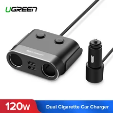 Ugreen Dual USB Автомобильное зарядное устройство Поддержка Автомобильный рекордер Универсальный мобильный телефон автомобильное зарядное устройство с расширителем зарядное устройство для iPhone 6S samsung