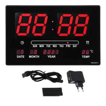 

Wall Clock Electronic Digital Display LED Calendar Clock Multi-function Time Temperature Calendar Display Alarm Clock EU110-220V