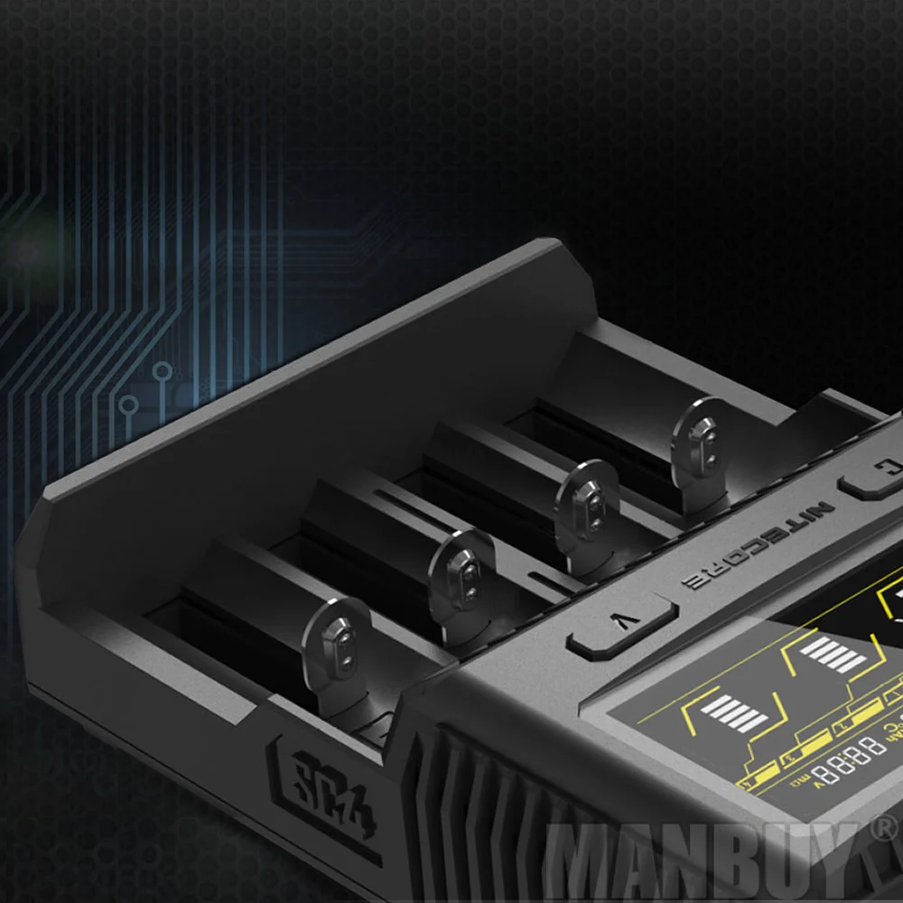 NITECORE SC4 интеллектуальная Быстрая зарядка превосходное ЖК-зарядное устройство 4 слота 6A выход совместимый литий-ионный аккумулятор 18650 14500 16340 AA