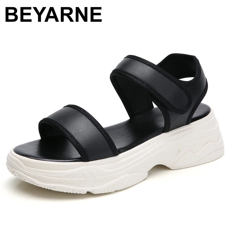BEYARNESummer сандалии Для женщин на плоской подошве, обувь, римские сандалии с открытым носком; босоножки; женские повседневные туфли Для женщин флип-флоп footwearE024