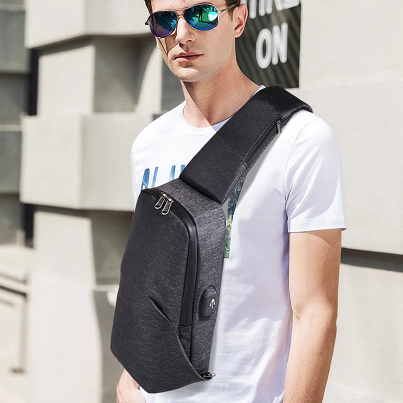 2020 Роскошная брендовая нагрудная сумка USB через плечо для мужчин нейлоновая на