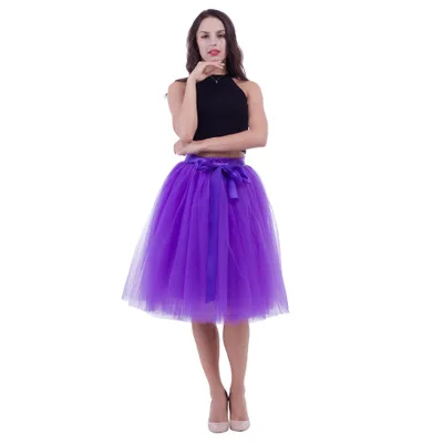 purple 5 слоев Тюлевая юбка для женщин Летнее бальное платье миди юбки для женщин Высокая талия пачка плиссированные Faldas для женщин Школа СОлНЦе Jupe - Цвет: purple