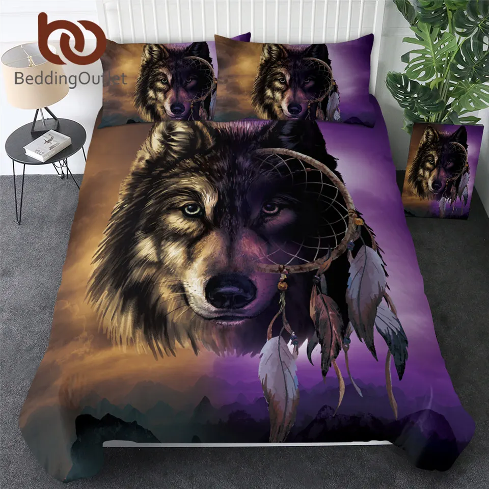 Постельные принадлежности Outlet 3D Wolf постельные комплекты роскошный Ловец снов