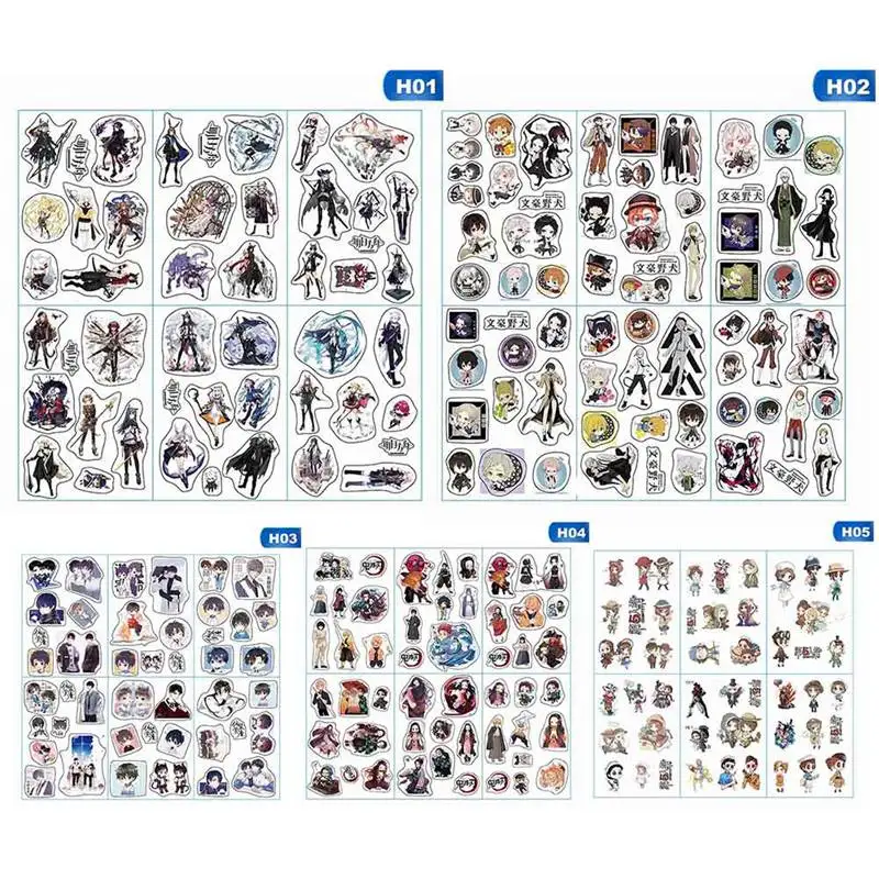 

6pcs/set Anime Stickers Cartoon Pvc Stickers Scrapbook Laptop Skateboard Sticker Kids Toys Stickers Pack Ghost Blade